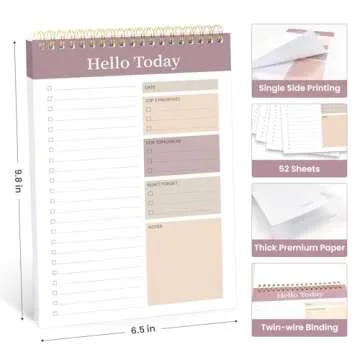 ZOTIA To Do List Notepad - To Do List Notebook with 52 Undated Sheets（6.5"×9.8"）, Daily To Do List Planner Perfect for Office, Home and School, Helps to Keep Track of Tasks - Purple