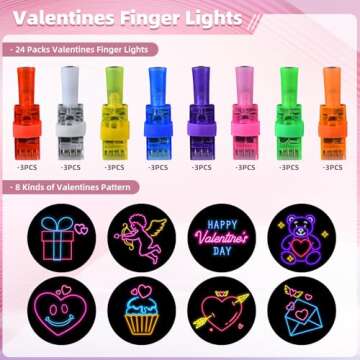 LAKULIO Valentines Day Gifts for Kids, 24 Packs Valentines Cards with LED Finger Lights Valentines L...