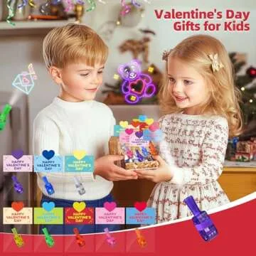 LAKULIO Valentines Day Gifts for Kids, 24 Packs Valentines Cards with LED Finger Lights Valentines Light Up Toys for Kids School Classroom Exchange Valentine’s Day Party Favors Gifts