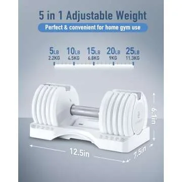 BYZOOM FITNESS Adjustable Dumbbell 12.5/25lb Set of 2 or Single Unit Piece Weight Training Fitness Exercise Body Workout 5 in 1 for Home Gym Beginners Woman