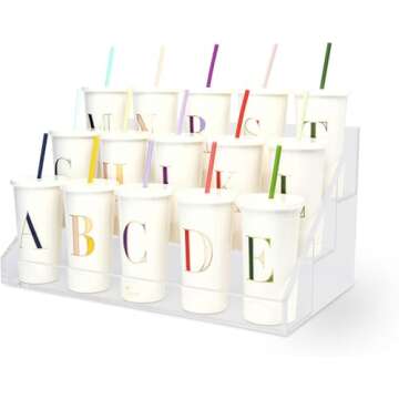 kate spade new york Insulated Initial Tumbler with Reusable Straw, 20 Ounce Acrylic Travel Cup with ...