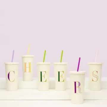 kate spade new york Insulated Initial Tumbler with Reusable Straw, 20 Ounce Acrylic Travel Cup with Lid (A)