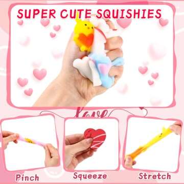 LATEEFAH 30 PCS Valentines Cards Mochi Squishy Toys Party Favors with Heart Boxes for Kids, Happy Valentines Day Exchange Cards Gift Set, School Classroom Valentines Cards Gift Prizes for Kids Treats