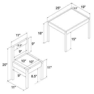 Baby Relax Hunter 3-Piece Kiddy Table & Chair, Natural/White Table Set