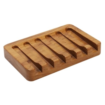 HTB Soap Dish - Teak Wood with Slanted Design for Optimal Drainage
