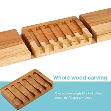 HTB Soap Dish - Teak Wood with Slanted Design for Optimal Drainage