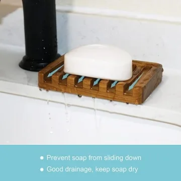 HTB Soap Dish - Teak Wood with Slanted Design for Optimal Drainage