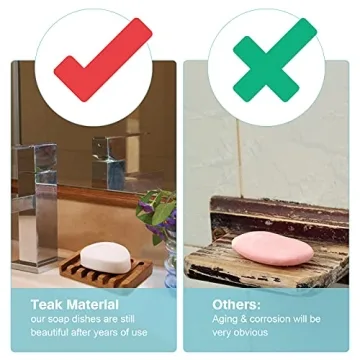 HTB Soap Dish - Teak Wood with Slanted Design for Optimal Drainage