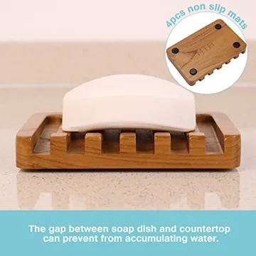 HTB Soap Dish - Teak Wood with Slanted Design for Optimal Drainage