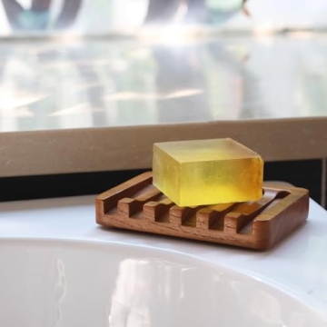 HTB Soap Dish - Teak Wood with Slanted Design for Optimal Drainage