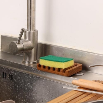 HTB Soap Dish - Teak Wood with Slanted Design for Optimal Drainage