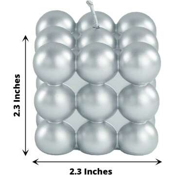 Shiny Silver Bubble Cube Candles - 2 Pack