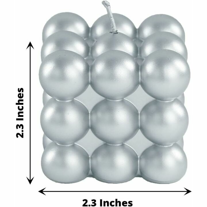 Shiny Silver Bubble Cube Candles - 2 Pack