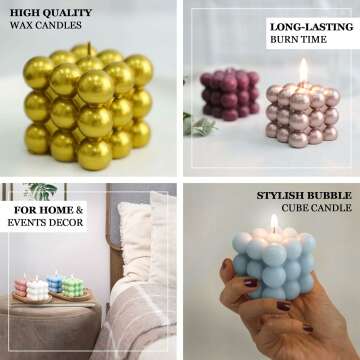 Shiny Silver Bubble Cube Candles - 2 Pack