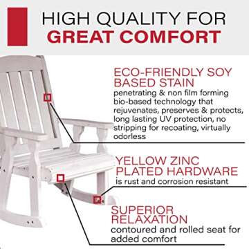 Amish Heavy Duty Mission Rocking Chair for Outdoor Comfort