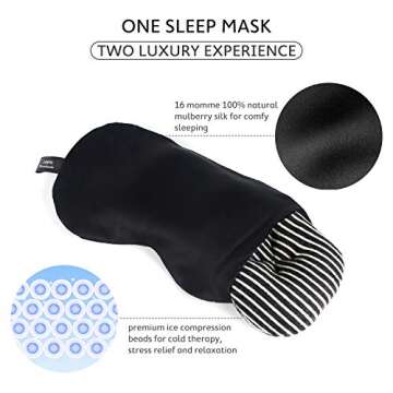 Mavogel Weighted Eye Mask for Sleeping - Weighted Sleep Mask with Removable Eye Pillow, Cooling Eye Mask for Men Women Black
