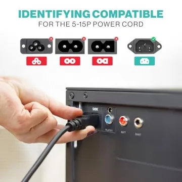 10ft 3 Prong AC Power Cord for Computers TVs Printers