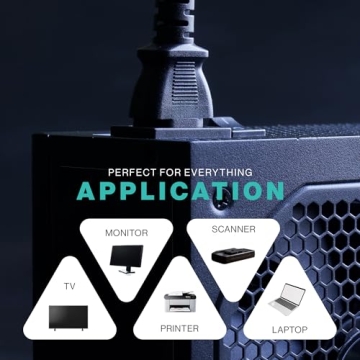 10ft 3 Prong AC Power Cord for Computers TVs Printers