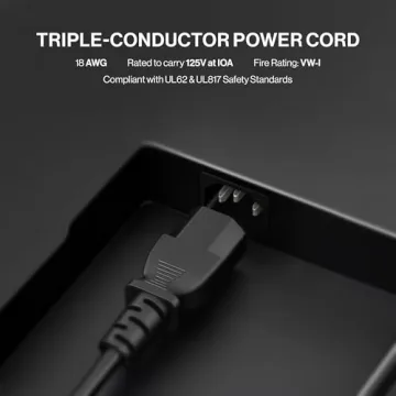 10ft 3 Prong AC Power Cord for Computers TVs Printers