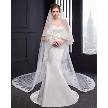 EllieHouse Lace Royal Length Bridal Veil with Comb