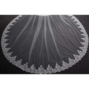 EllieHouse Lace Royal Length Bridal Veil with Comb