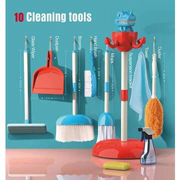 INNOCHEER Kids Dinosaur Cleaning Toy Set for Fun Housework Play