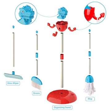 INNOCHEER Kids Dinosaur Cleaning Toy Set for Fun Housework Play