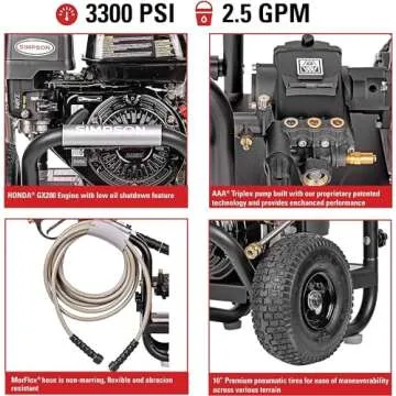 SIMPSON Cleaning PS3228 PowerShot Gas Pressure Washer - 3300 PSI, Honda Engine