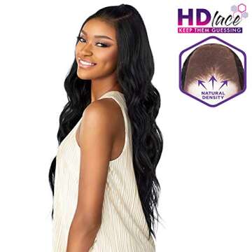 Sensationnel What lace 13x6 Wigs - brielle lacefrontal hand tied glueless synthetic with natural density preplucked hairline (1B OFFBLACK)