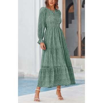 BTFBM Women Casual Long Sleeve Crew Neck Fall Dress Bohemian Relaxed Fit Floral Flowy Maxi Dresses T...