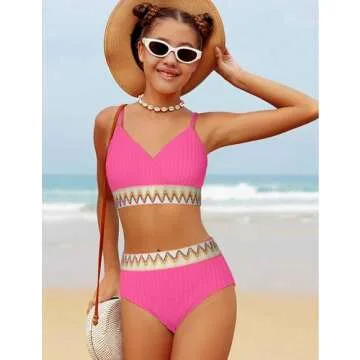 Chic DONWEN Girls Swimsuit for Ages 9-16 with V-Neck Design