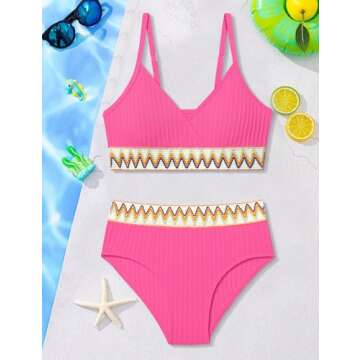 Chic DONWEN Girls Swimsuit for Ages 9-16 with V-Neck Design