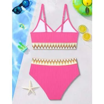 Chic DONWEN Girls Swimsuit for Ages 9-16 with V-Neck Design