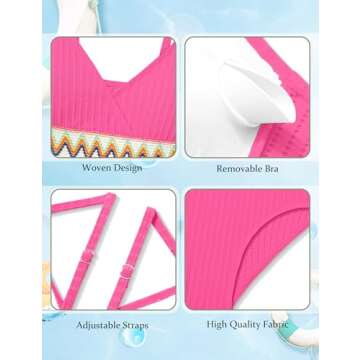 Chic DONWEN Girls Swimsuit for Ages 9-16 with V-Neck Design