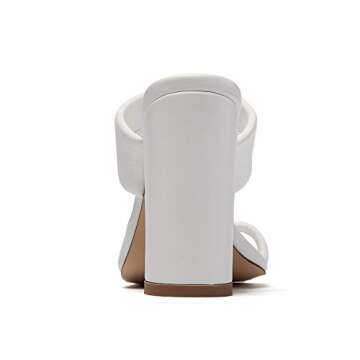 vivianly Women Square Open Toe Chunky Block High Heels Sandals Toe Ring Heeled Slides Backless Shoes size 8 B(M) US