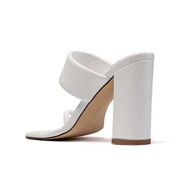 vivianly Women Square Open Toe Chunky Block High Heels Sandals Toe Ring Heeled Slides Backless Shoes size 8 B(M) US