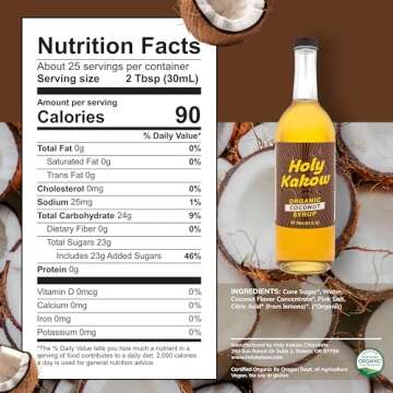 Holy Kakow Organic Coconut Syrup for Coffee and Cocktails