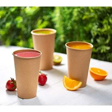 GUSTO Comfy Package [16 oz. - 100 Count] Kraft Disposable Paper Cups, Hot Coffee Cups Brown Unbleached - Eco-Friendly Cups