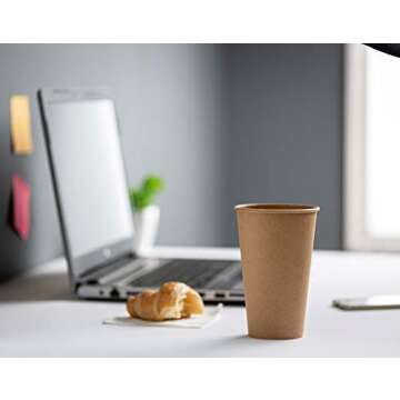 GUSTO Comfy Package [16 oz. - 100 Count] Kraft Disposable Paper Cups, Hot Coffee Cups Brown Unbleached - Eco-Friendly Cups