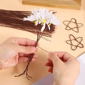 200 Pcs Floral Wire 26 Gauge Crafts Wire Florist Flower Wire Stems Brown Floral Wire for Crafts Bouquet Stem Wreath Making Flower Arrangement Supplies (Brown,14 Inch)