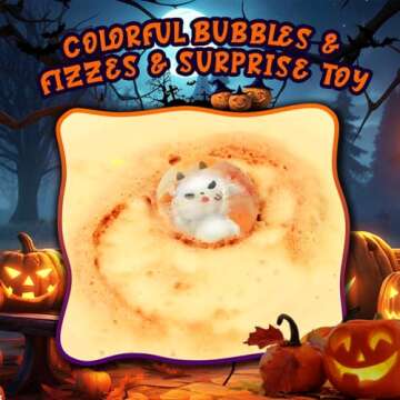 Halloween Toys Gifts for Kids:Halloween Bath Bombs for Kids with Toys Inside,Boo Spooky Basket Stuffers, Halloween Party Favors for Toddlers, Bubble Bath Toys for Kids Ages 4-8
