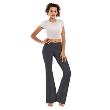 BUBBLELIME 29"/31"/33"/35" 4 Styles Women's Inner Pocket Bootcut Yoga Pants - Basic Cotton_HEATHERCHARCOAL M-37 Inseam