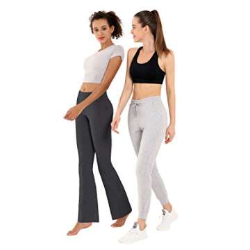 BUBBLELIME 29"/31"/33"/35" 4 Styles Women's Inner Pocket Bootcut Yoga Pants - Basic Cotton_HEATHERCHARCOAL M-37 Inseam