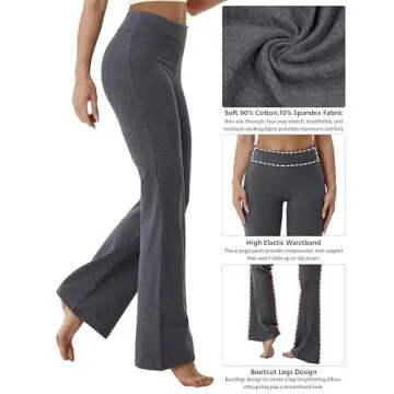 BUBBLELIME 29"/31"/33"/35" 4 Styles Women's Inner Pocket Bootcut Yoga Pants - Basic Cotton_HEATHERCHARCOAL M-37 Inseam