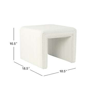 HomePop Modern Channel Tufted Ottoman Home Décor|Ottoman for Living Room & Bedroom - Cream Boucle