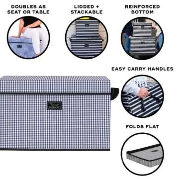 SCOUT Rump Roost LG - Large Lidded Storage Bin with Handles, Collapsible, Stackable, Doubles as Seat or Table, Holds 90 Lbs