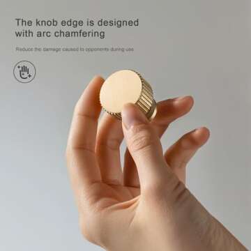 dairazan Brushed-Gold Drawer Cabinet Knobs - 10 Pack Solid Brass Handles(1-1/8x1-1/8inch/28x28mm) Mo...