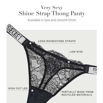 Victoria's Secret Women's Lace Thong Underwear, Women's Panties, Very Sexy Collection, Black (S)