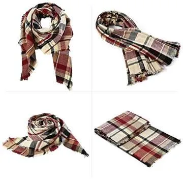 Zando Plaid Blanket Scarf Chunky Blanket Fall Stylish Scarves Women Soft Oversized Scarf Shawl Wrap ...