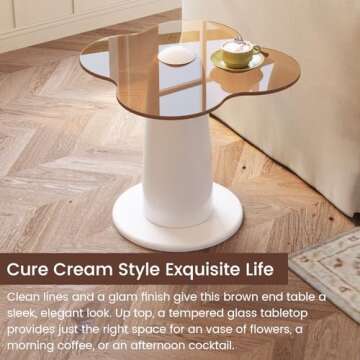 Guyii Irregular Side Table with Tempered Glass Top